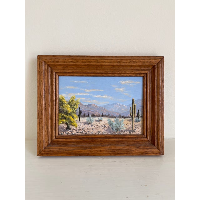 Mid 20th Century Mid 20th Century Original Acrylic Painting of a Desert Scene, Signed and Framed For Sale - Image 5 of 5