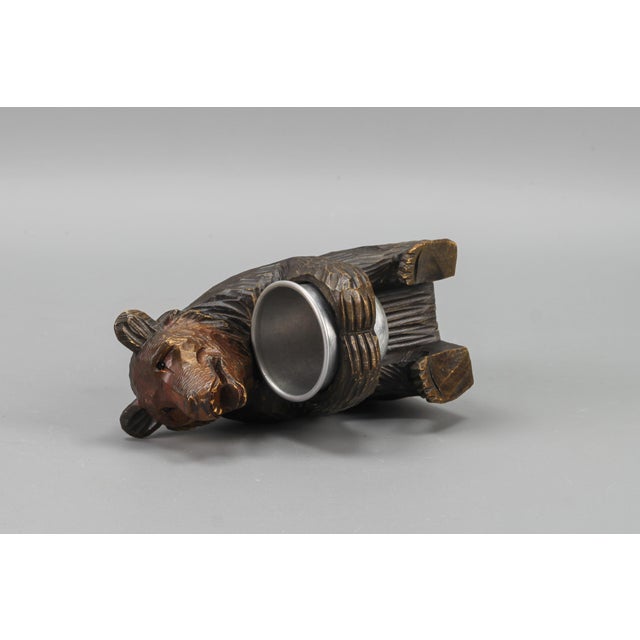 Hand-Carved Black Forest Bear with Aluminum Pot, 1920s For Sale - Image 16 of 18