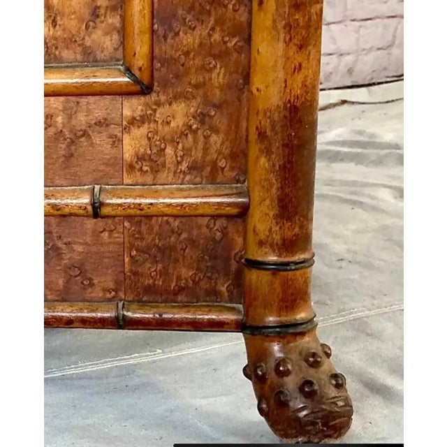 Mid 19th Century French Faux Bamboo Bird's Eye Maple Cabinet For Sale - Image 9 of 10