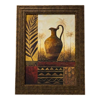 Mediterranean Urn and Palm Tree Framed Wall Art For Sale