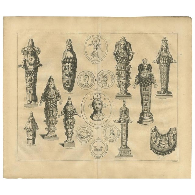 Bernard de Montfaucon, Roman Ephesian Artemis Statues, 1721, Copper Engraving on Paper For Sale - Image 9 of 9