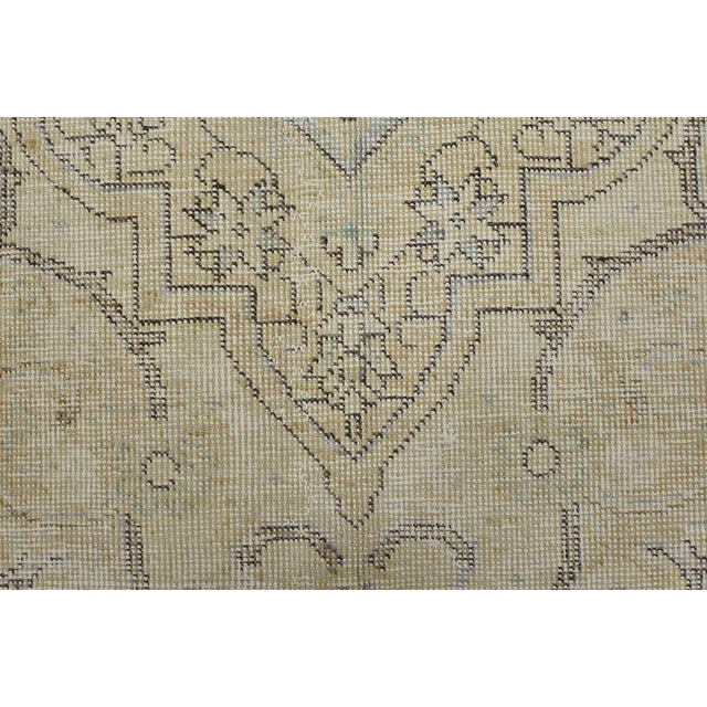 Tabriz Rug 9’11” X 12’9” Beige Wool Vintage Distressed Hand-Knotted Carpet For Sale - Image 11 of 15