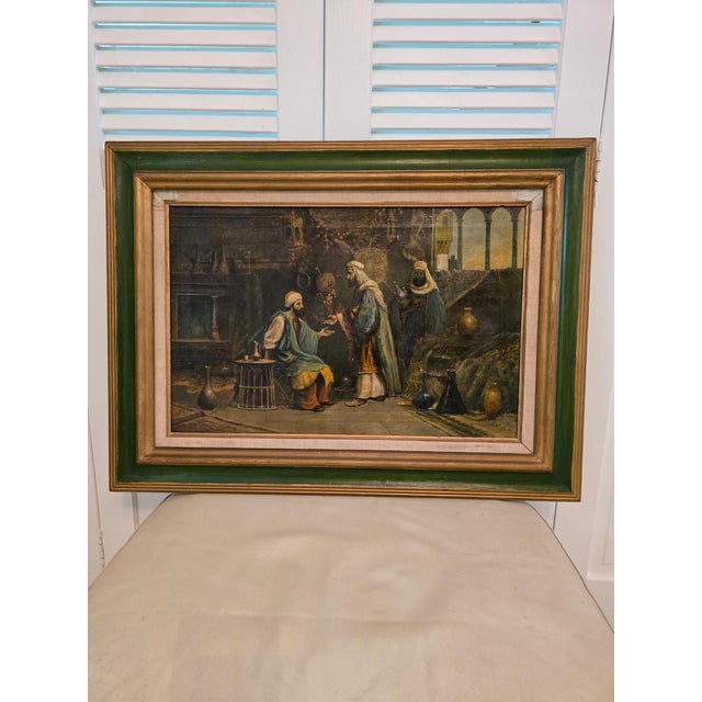Mediterranean Antique Orientalist Painting F a Bridgeman Style Signed For Sale - Image 3 of 16