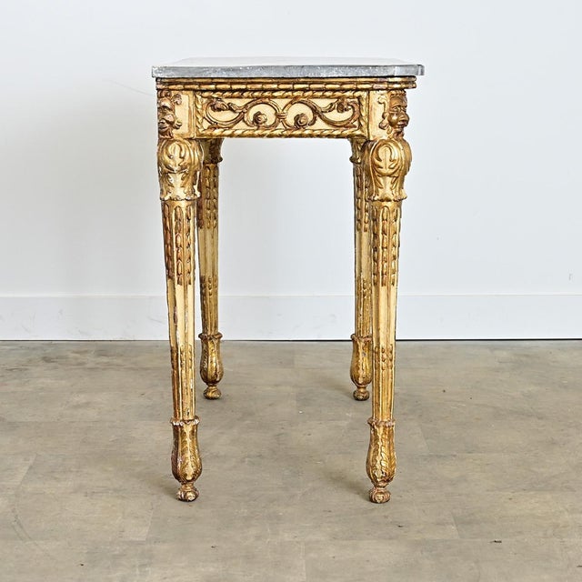 Italian 19th Century Painted and Parcel Gilt Marble Top Console Table For Sale - Image 12 of 13
