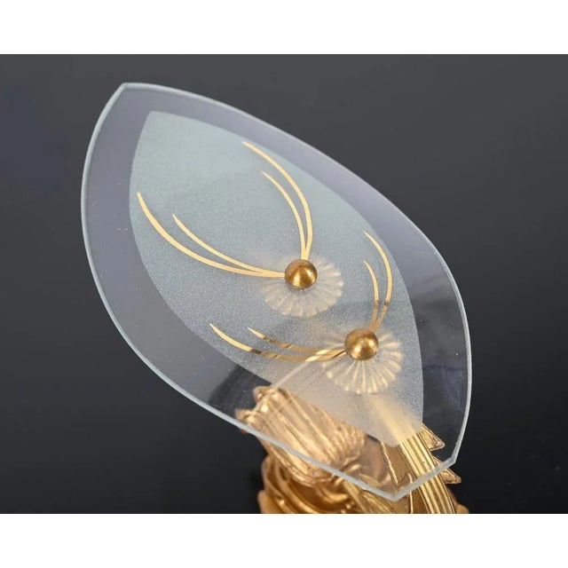 Italian Sconces in Gilded Bronze and Glass, Italy, 1950s, Set of 2 For Sale - Image 9 of 11