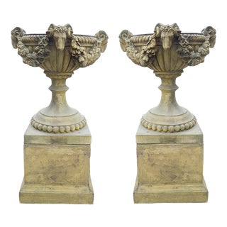 English Estate Terracotta Garden Urns after Thomas Hope, Set of 2 For Sale