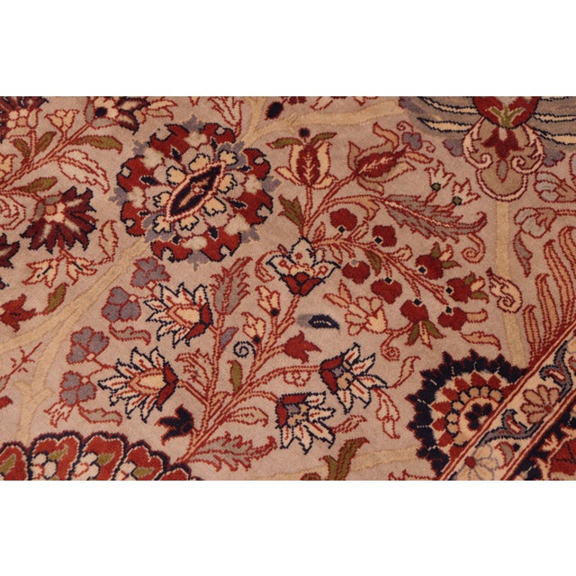 Shabby Chic Floral 1990's Pak-Persian Taupe/Blue Wool Rug - 6'2'' X 9'4'' For Sale In New York - Image 6 of 9