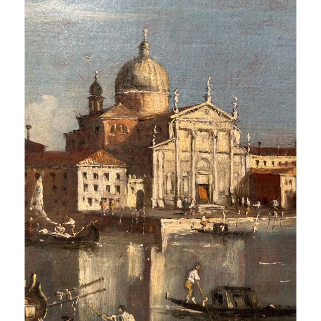 Blue View of Venice with the Island of San Giorgio Maggiore and the Basilica, Oil on Canvas, 19th Century, Framed For Sale - Image 8 of 16