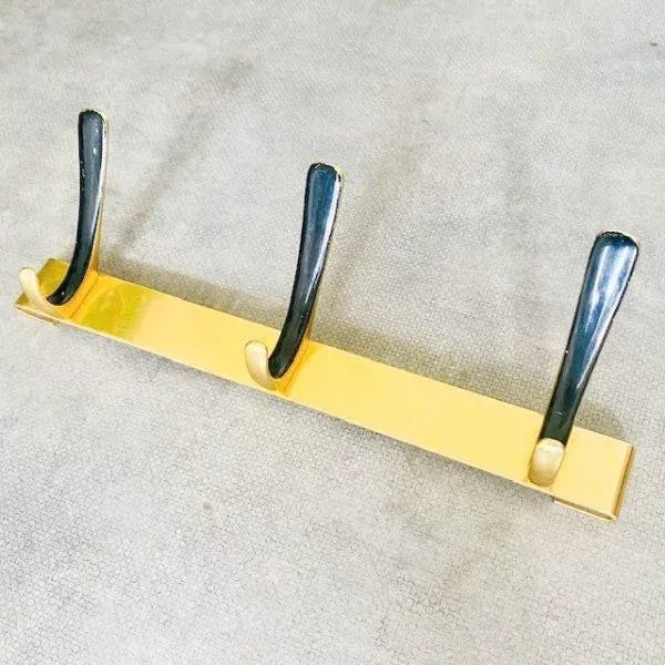 Hollywood Regency Polish Hollywood Regency Gilt Metal Wall Coat Rack, 1950s For Sale - Image 3 of 10