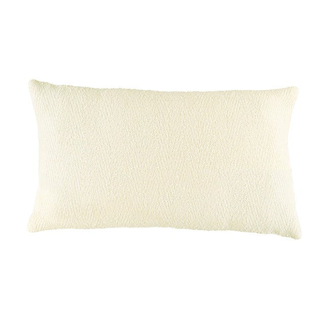 Creamy White Chevron Lumbar Alpaca Pillow For Sale - Image 4 of 4