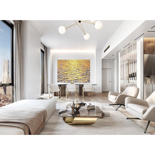 Textile Light. Amber Evening.Original Modern Hand Painting For Sale - Image 7 of 10