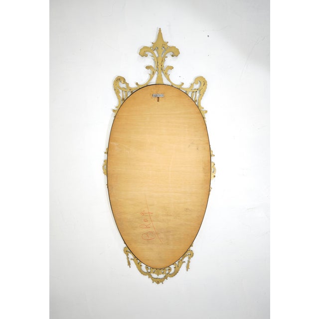 Italian Decorative Oval Brass Wall Mirror, 1960s For Sale - Image 3 of 14