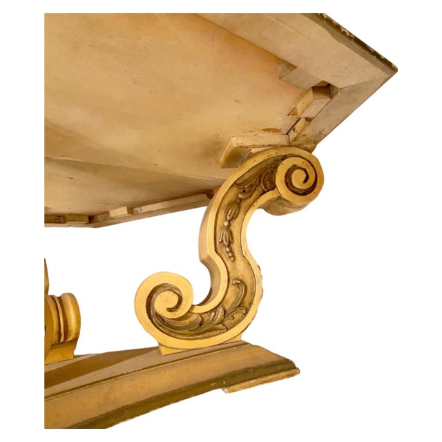 Wood Vintage Italian Florentine Hexagon Coffee Table Hand Painted Gold Gilt Hollywood Regency For Sale - Image 7 of 14