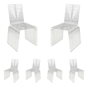 Vintage Chairs with Chrome Steel Wire by Max Sauze, 1972, Set of 6