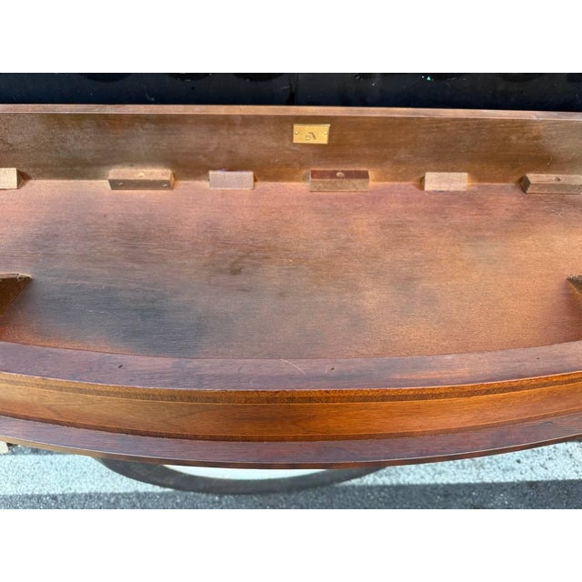 Brown Council Federal Style Mahogany & Satinwood Demilune Console Table For Sale - Image 8 of 12