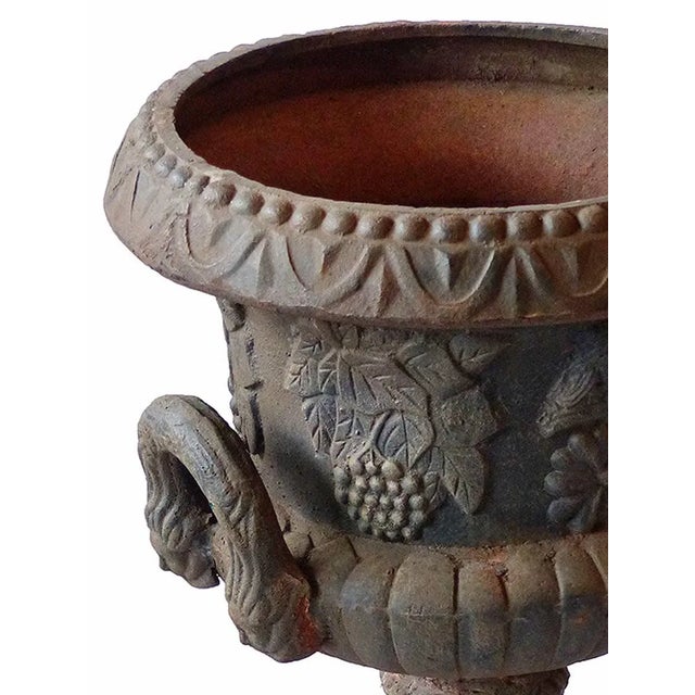 Victorian Cast Iron Garden Urn Victorian Style For Sale - Image 3 of 4