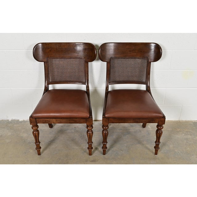 Henredon Ralph Lauren for Henredon English Regency Walnut and Cane Side Chairs or Dining Chairs, Pair For Sale - Image 4 of 15