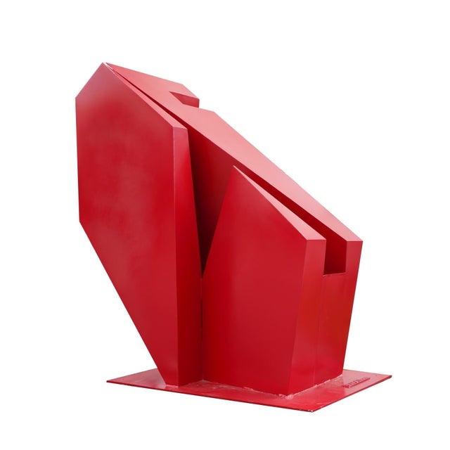 Reeves Art and Design Large Contemporary Geometric Red Outdoor Sculpture, 2022 For Sale - Image 4 of 10