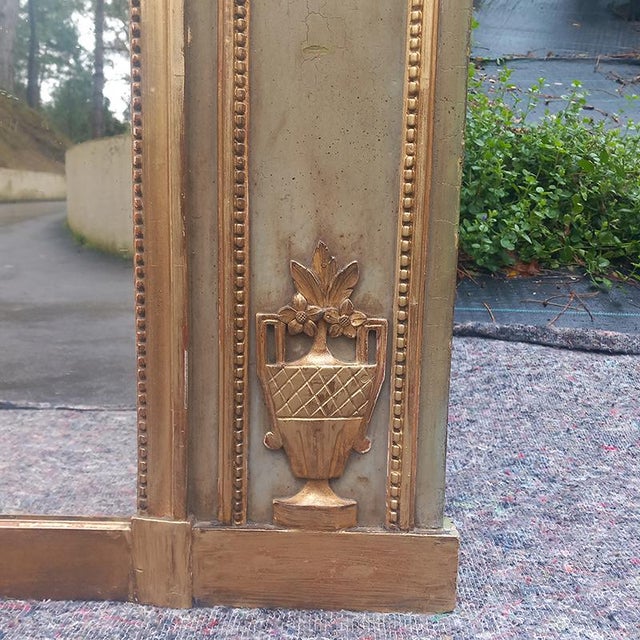 Late 19th Century Louis XVI Style Celadon Green Trumeau, 1870 For Sale - Image 5 of 7