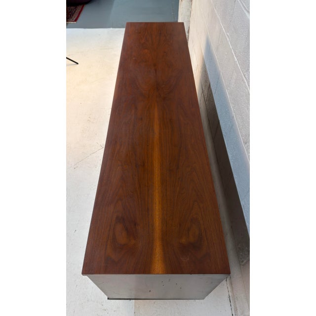Mid-Century Modern Walnut and Cane Nine Drawer Dresser For Sale - Image 9 of 16