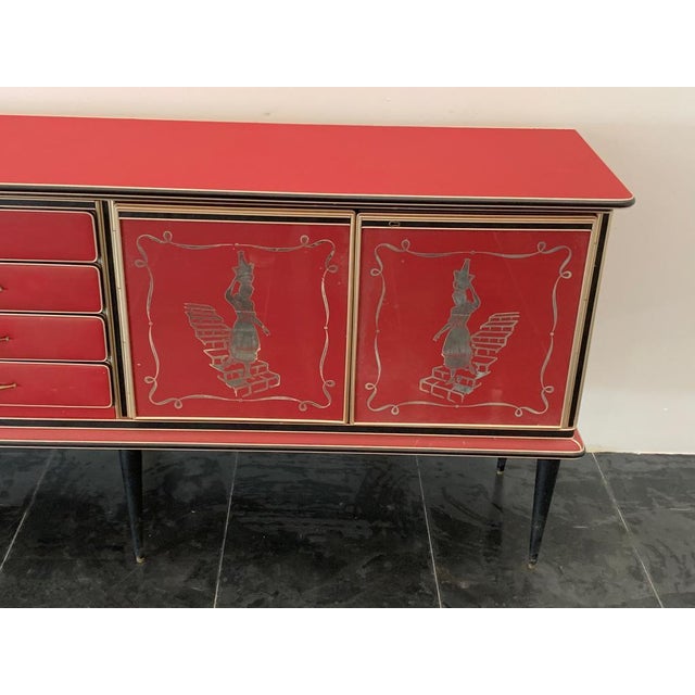 Credenza by Umberto Mascagni Rosso Bordeaux, 1950s For Sale - Image 4 of 14