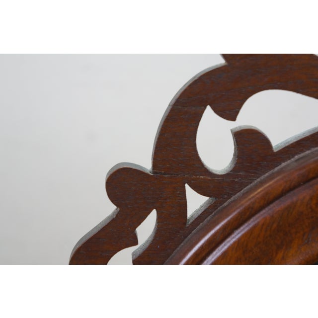 Antique Victorian Mahogany Oval Vanity Dresser Mirror 28" For Sale - Image 4 of 14