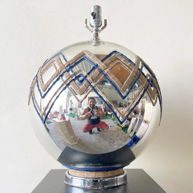Mid Century Modern Spherical Mirrored Table Lamp For Sale In Miami - Image 6 of 6