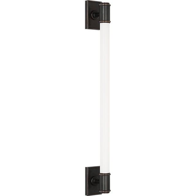Chapman & Myers for Visual Comfort Signature Owen 30" Linear Bath Light in Bronze with White Glass For Sale