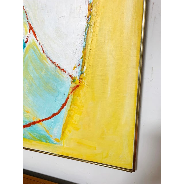 Yellow C. 1960s Abstract Modernist Painting Marked "Shozo No. 2" For Sale - Image 8 of 13