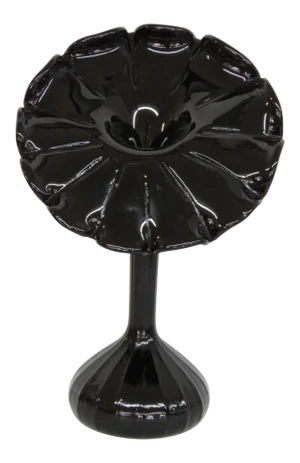 Black Amethyst Jack in the Pulpit Art Glass Floral Vase