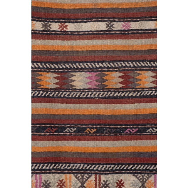 1970s Mid Century Turkish Long Kilim Runner With Modern Design For Sale - Image 5 of 13