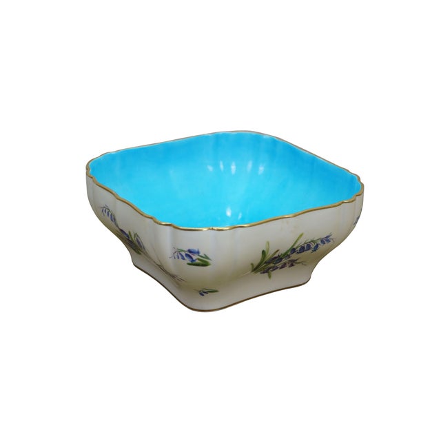 Victorian Antique Minton England Turquoise Floral Bluebell Serving Bowl For Sale - Image 3 of 15