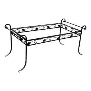 Vintage Salterini Art Nouveau Wrought Iron Garden Patio Rectangular Coffee Table For Sale