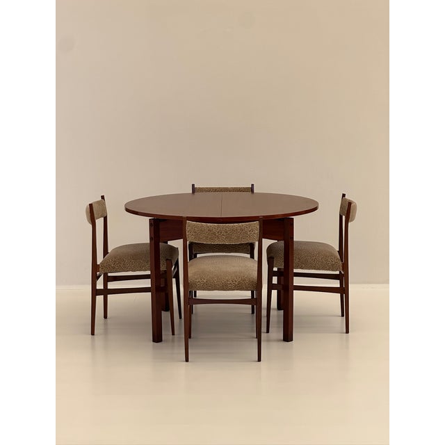 Wood Vintage Teak and Fabric Dining Chairs, 1970s, Set of 6 For Sale - Image 7 of 18