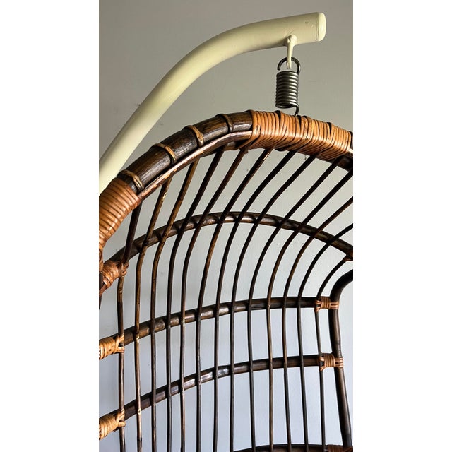 1970s Rattan & Bamboo Hanging Chair Egg/Basket Chair Chairish