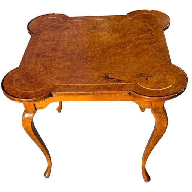 Mid 20th Century Vintage Italian Burlwood Mahjong Game Table For Sale - Image 5 of 5