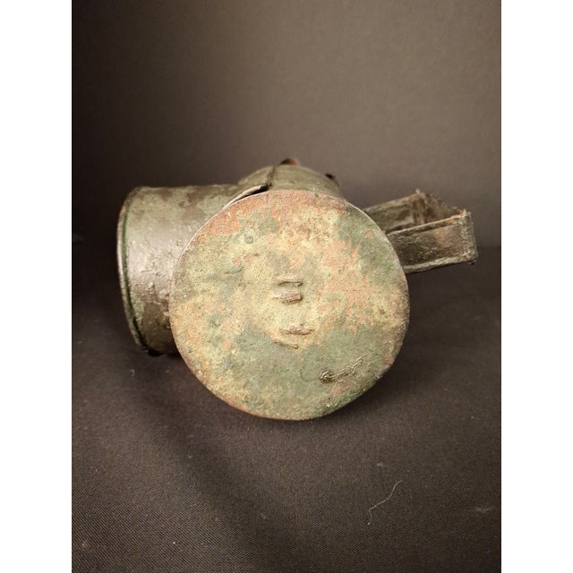 Antique Tin Bullseye Candle Lantern Crimped Top Green Painted Belt Lamp For Sale - Image 18 of 18