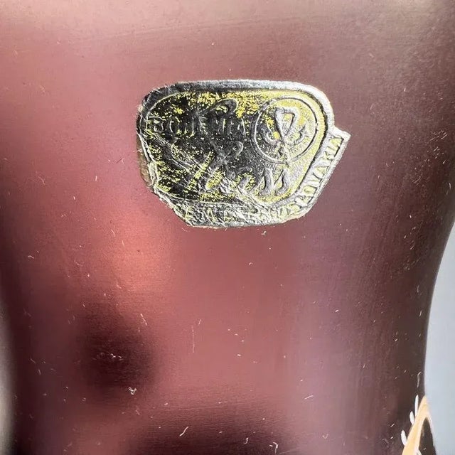 Gold 1950s Czech Art Glass Hand Painted Gold Enamel Vase For Sale - Image 8 of 8