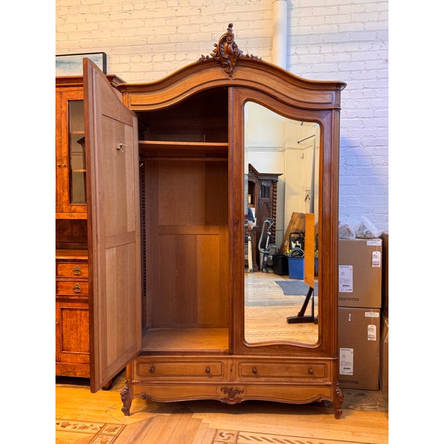 Louis XV Style Mirrored Armoire, Antique For Sale - Image 4 of 12