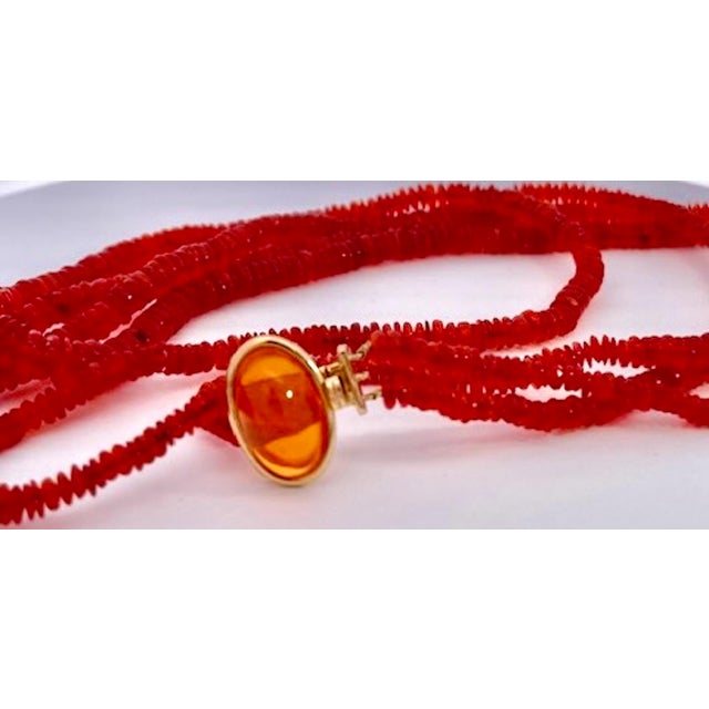 Multi-Strand Necklace With 14k Gold Clasp and Honey Amber Gemstone For Sale - Image 4 of 14