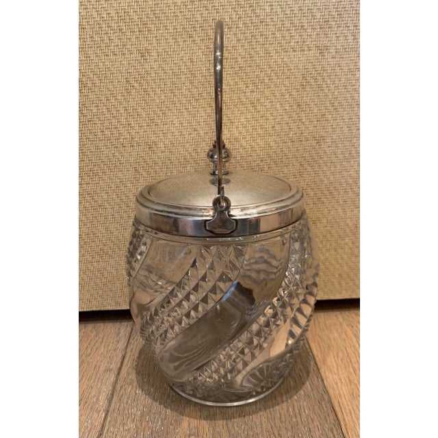 English Mid 20th Century Silver and Crystal Biscuit Jar For Sale - Image 3 of 9