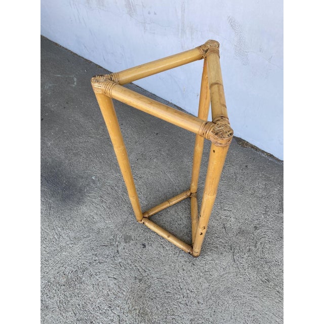 1950s 1950s Restored 3-Point Rattan Single-Strand Plant Stand For Sale - Image 5 of 7