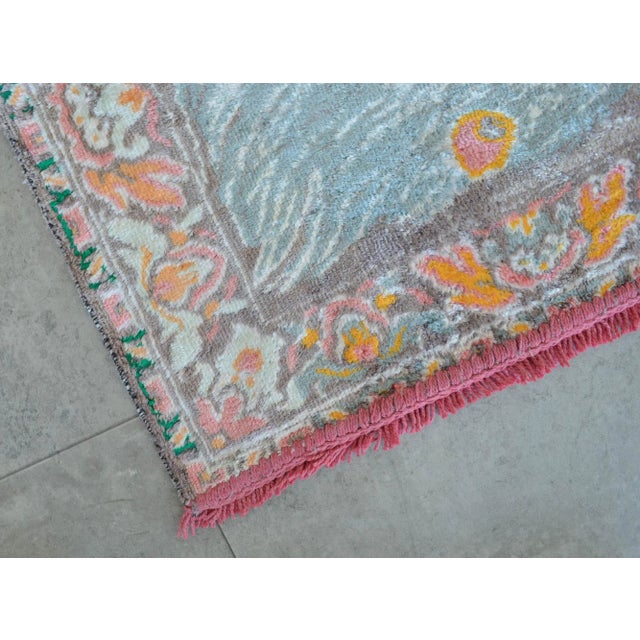 1970s Vintage Peacock Pattern Tapestry 45ʺ X 59ʺ For Sale - Image 6 of 10