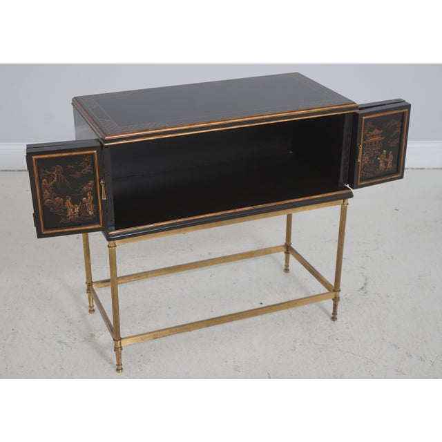 Chinoiserie Drexel Heritage Chinoiserie Black Lacquer and Gold Brass Stand For Sale - Image 3 of 18