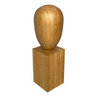 Italian Postmodern Stylized Head Sculpture in Wood, 1990s For Sale