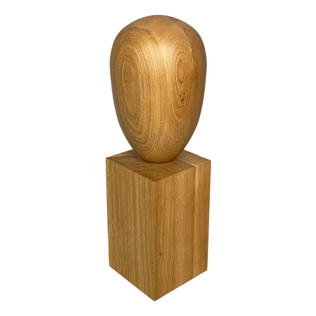 Italian Postmodern Stylized Head Sculpture in Wood, 1990s For Sale