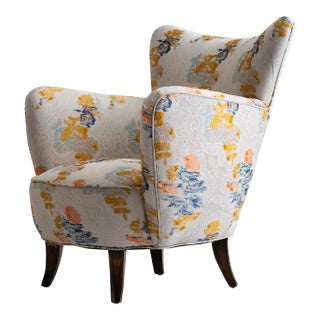 Mid-Century Accent Chair in Dedar Milano, ‘Say Goodbye Flora’ For Sale
