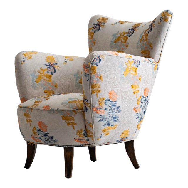 Mid-Century Accent Chair in Dedar Milano, ‘Say Goodbye Flora’ For Sale