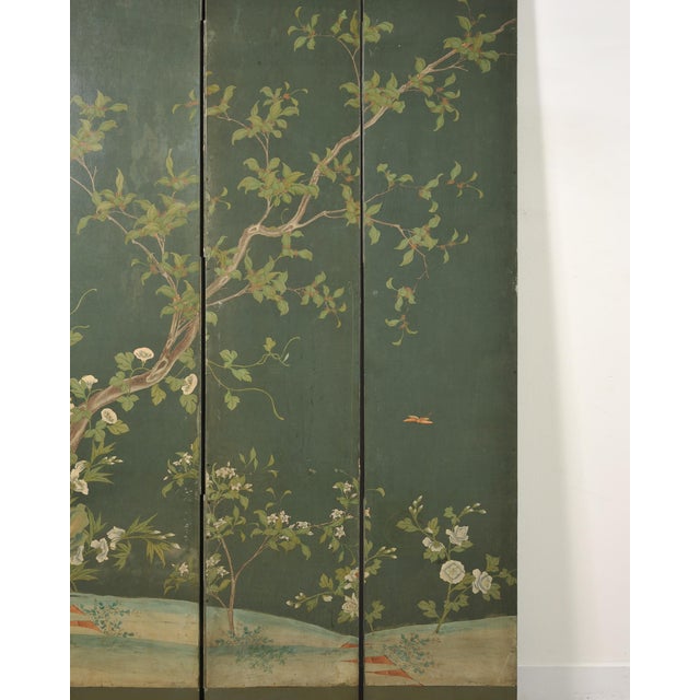 Gracie English Chinoiserie Decorated Flora and Fauna Folding Screen For Sale - Image 4 of 18