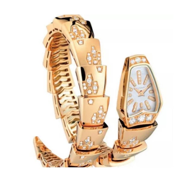 Rose New Bvlgari Tubogas Serpenti Scaglie Ladies Spp26wgd1gd11t Watch With Box +Paper For Sale - Image 8 of 8